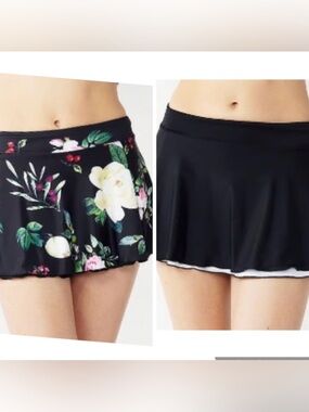 NWT Nine West Reversible Black Floral Swim Skirt